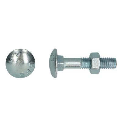 BOULONS TRCC VIS + ECROU 4.6 DIN 603/555 ZINGUE BLANC M6X45