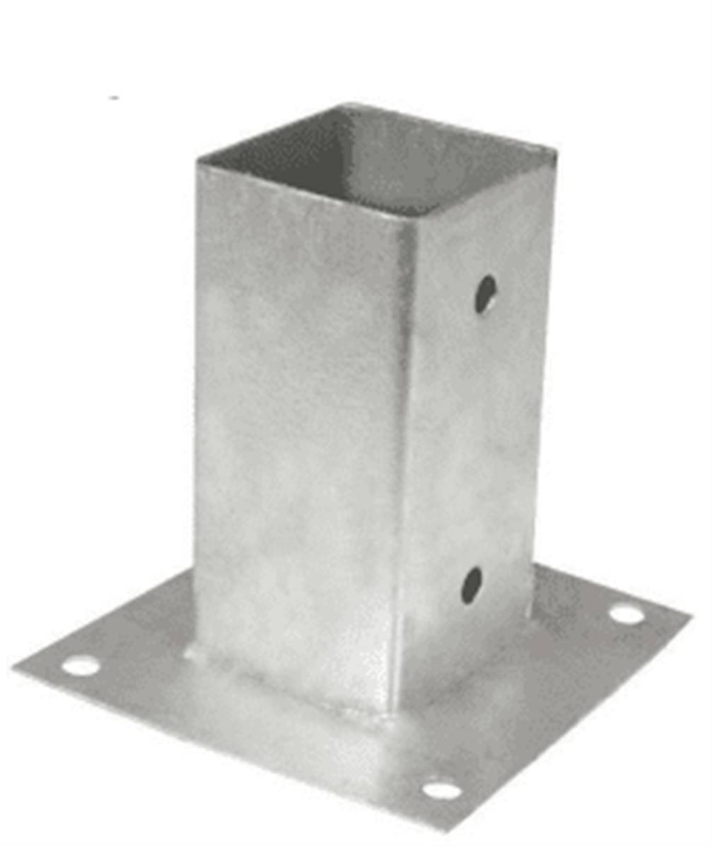 EMBASE ANCRAGE POTEAU A VISSER ACIER GALVANISE 91X145X150 POUR